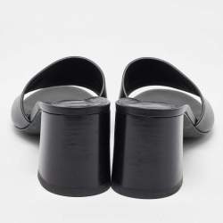 Pre Owned Hermes Black Leather Bastille Sandals Size 39.5