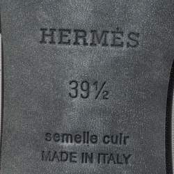 Pre Owned Hermes Black Leather Bastille Sandals Size 39.5