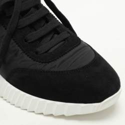 Hermes Black Neoprene and Suede Bouncing Low Top Sneakers Size 37