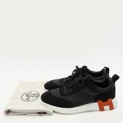 Hermes Black Neoprene and Suede Bouncing Low Top Sneakers Size 37