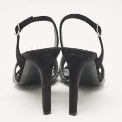 Pre Owned Hermes Black Suede Premiere 70 Slingback Sandals Size 40