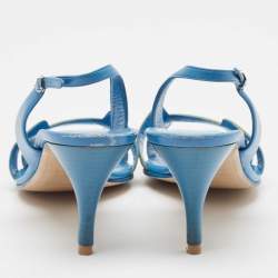 Pre Owned Hermes Blue/Green Leather Night Slingback Sandals Size 41