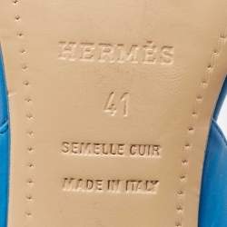 Pre Owned Hermes Blue/Green Leather Night Slingback Sandals Size 41