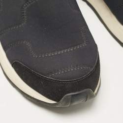 Hermes Black Leather Neoprene Slip On Sneakers Size 38