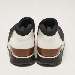 Hermes Black Leather Neoprene Slip On Sneakers Size 38