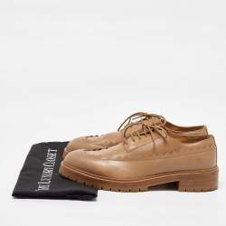 Hermes Camel Brown Leather Puzzle Lace up Oxfords Size 40