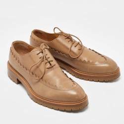 Hermes Camel Brown Leather Puzzle Lace up Oxfords Size 40