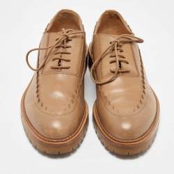 Hermes Camel Brown Leather Puzzle Lace up Oxfords Size 40