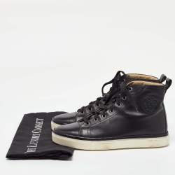 Hermes Black Leather Jimmy High Top Sneakers Size 38