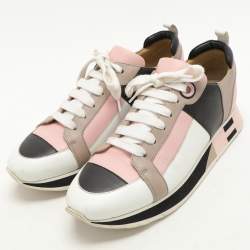 Hermes Multicolor Leather Rebus Lace Up Sneakers Size 39