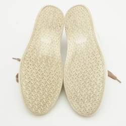 Pre Owned Hermes Beige Leather Quicker Lace Up Sneakers Size 37