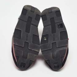 Hermes Red/Black Leather and Fabric Player Slip On Sneakers Size 39.5