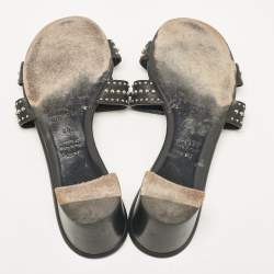 Hermes Black Studded Leather Oasis Sandals Size 40