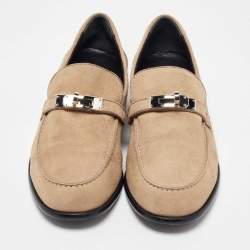 Pre Owned Hermes Beige Suede Destin Slip on Loafers Size 38