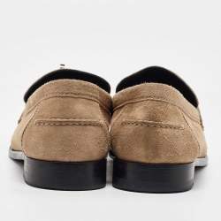 Pre Owned Hermes Beige Suede Destin Slip on Loafers Size 38