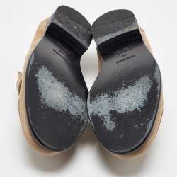 Pre Owned Hermes Beige Suede Destin Slip on Loafers Size 38