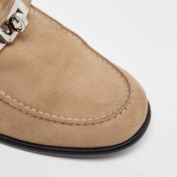 Pre Owned Hermes Beige Suede Destin Slip on Loafers Size 38