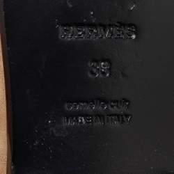 Pre Owned Hermes Beige Suede Destin Slip on Loafers Size 38