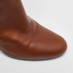Hermes Brown Leather Joueuse Block Heel Ankle Length Boots Size 37