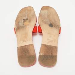 Hermes Orange Suede Oran Flat Sandals Size 40