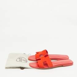 Hermes Orange Suede Oran Flat Sandals Size 40