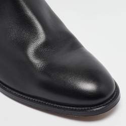 Pre Owned Hermes Black Leather Jumping Knee Length Boots Size 40.5