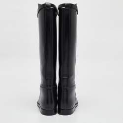 Pre Owned Hermes Black Leather Jumping Knee Length Boots Size 40.5