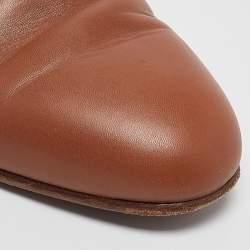Pre Owned Hermes Brown Leather Neo Ankle Length Boots Size 38