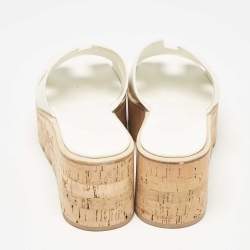 Hermes White Leather Eze Wedge Sandals Size 39