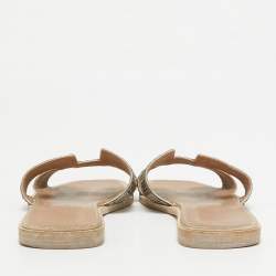 مملوكة مسبقًا Hermes Metallic Python Oran Flat Slides Size 38.5