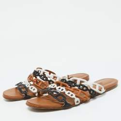 Pre Owned Hermes Multicolor Leather Thalassa Flat Sandals Size 39.5