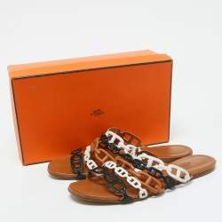 Pre Owned Hermes Multicolor Leather Thalassa Flat Sandals Size 39.5