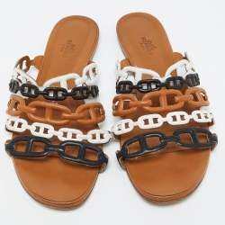 Pre Owned Hermes Multicolor Leather Thalassa Flat Sandals Size 39.5