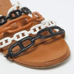 Pre Owned Hermes Multicolor Leather Thalassa Flat Sandals Size 39.5