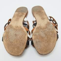 Pre Owned Hermes Multicolor Leather Thalassa Flat Sandals Size 39.5
