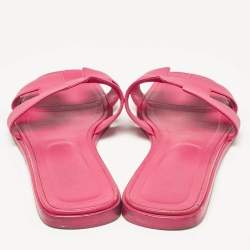 Hermes Pink Leather Oran Flat Sandals Size 40