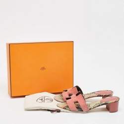 Hermes Pink Suede Oasis Slide Sandals Size 39