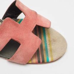 Hermes Pink Suede Oasis Slide Sandals Size 39