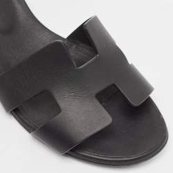 Pre Owned Hermes Black Leather Encens Sandals Size 39