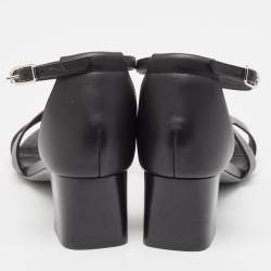 Pre Owned Hermes Black Leather Encens Sandals Size 39