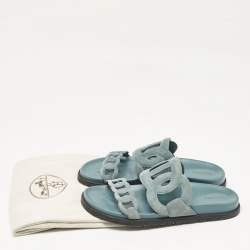 Pre Owned Hermes Grey Suede Extra Slides Size 39.5