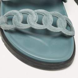 Pre Owned Hermes Grey Suede Extra Slides Size 39.5