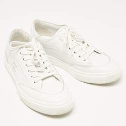 Hermes White Leather Get Low Top Sneakers Size 39