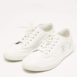 Hermes White Leather Get Low Top Sneakers Size 39