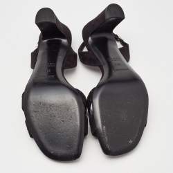 Hermes Black Embellished Suede Ella Sandals Size 38.5