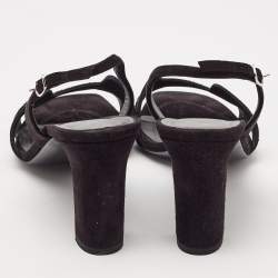 Hermes Black Embellished Suede Ella Sandals Size 38.5