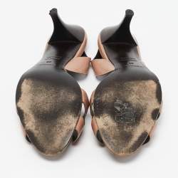 Pre Owned Hermes Light Brown Leather Night Slingback Sandals Size 38