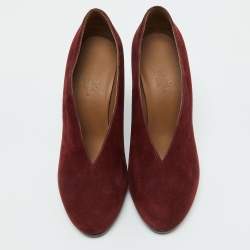 Hermes Burgundy Suede Florida Pumps Size 39