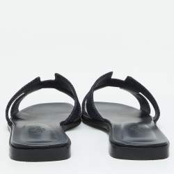 Pre Owned Hermes Navy Blue Denim Oran Flat Sandals Size 39
