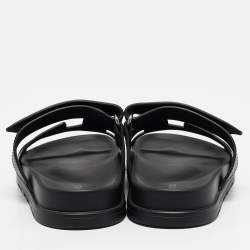 Hermes Black Leather Chypre Sandals Size 36.5
